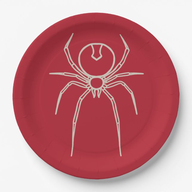 Assiettes En Carton Araignée - Rouge de sang et Blanc d'os (Devant)