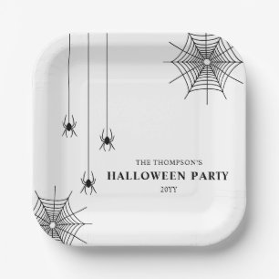 Assiettes En Carton Araignées noires et blanches et toile d'araignée H