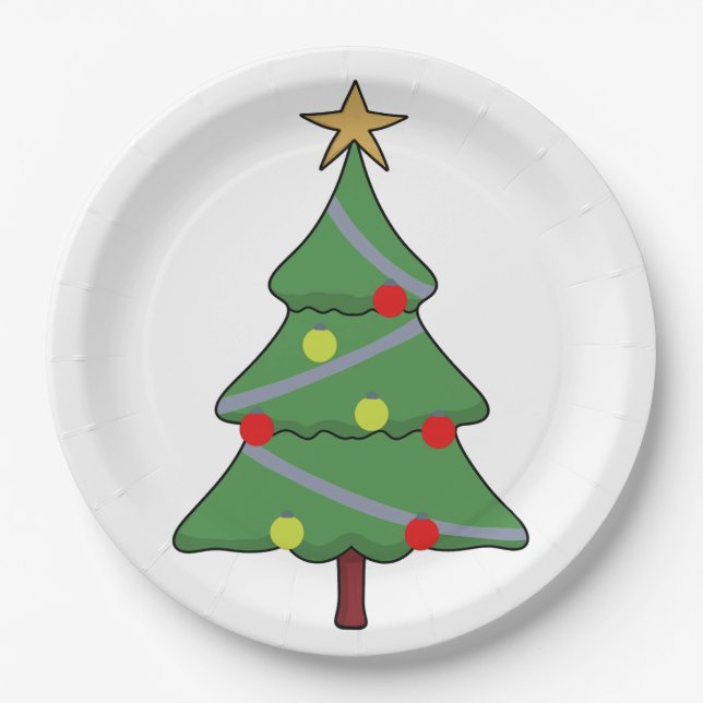 Assiettes En Carton Arbre de Noël adorable (Devant)