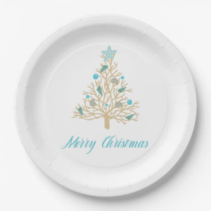 Assiettes En Carton Arbre de Noël de coquillage de Joyeux Noël