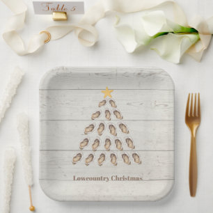 Assiettes En Carton Arbre de Noël de l'huître de basse-campagne sur pl