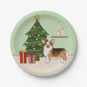 Assiettes En Carton Arbre de Noël du Tri Pembroke Welsh Corgi roux