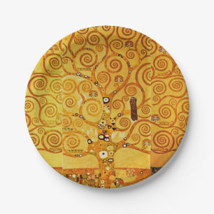 Assiettes En Carton Arbre de vie Gustav Klimt Nouveau