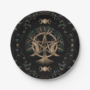 Assiettes En Carton Arbre de vie Pentagram Moon Ornement
