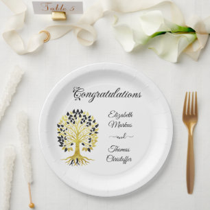 Assiettes En Carton Arbre d'or de la vie Mariage sophistiqué intempore