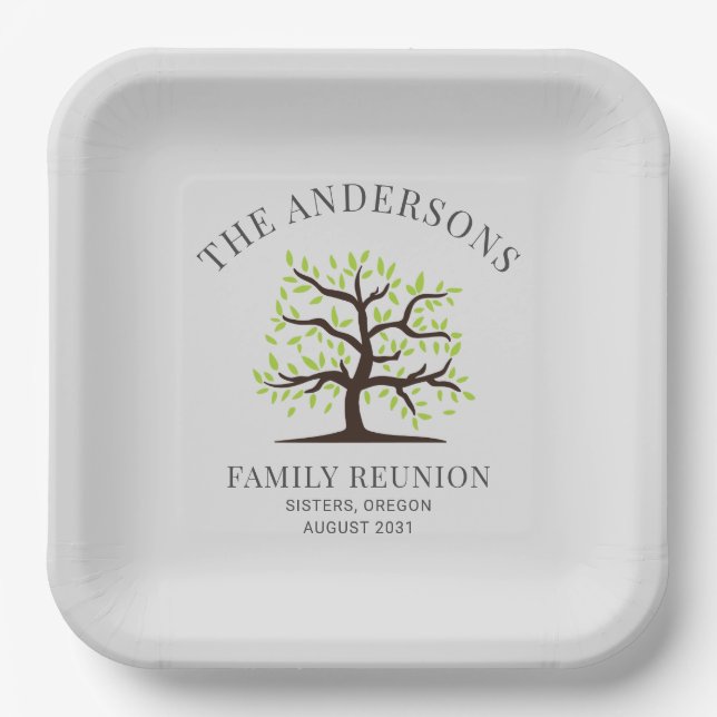 Assiettes En Carton Arbre Généalogique de Réunion de Famille Personnal (Recto)
