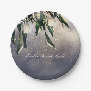 Assiettes En Carton Arbre Saule Pleureur & Lumières de Bocaux en Verre