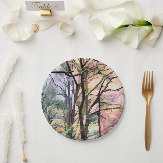 ASSIETTES EN CARTON ARBRES ABSTRAITS (Mariage)