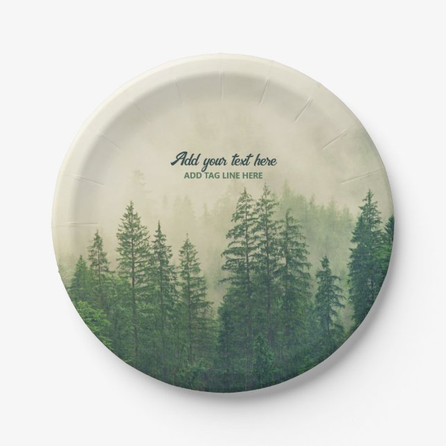 Assiettes En Carton Arbres de la forêt de pins sur mesure (Devant)