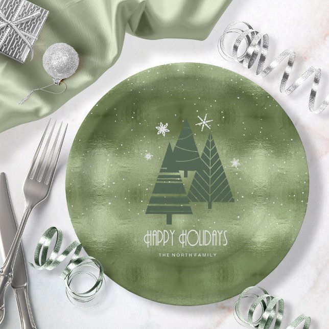 Assiettes En Carton Arbres de Noël et flocons de neige Green ID863 (Créateur téléchargé)