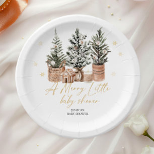 Assiettes En Carton Arbres de Noël Une Petite Fête de Bébé Joyeuse