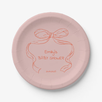 Assiettes En Carton Arc à ruban - plaque de Baby shower