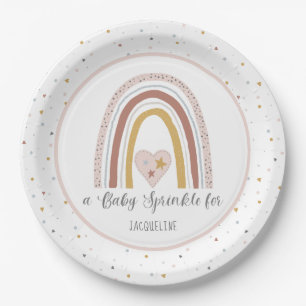 Assiettes En Carton Arc en ciel moderne Dusty Pink Gold Girl Sprinklin