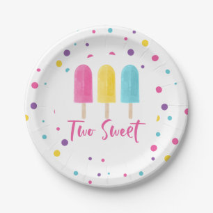 Assiettes En Carton Arc-en-ciel Pop Deux Douce 2e Anniversaire