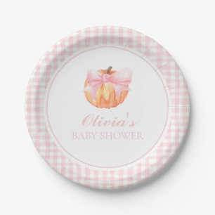 Assiettes En Carton Arc rose citrouille et baby shower en vichy