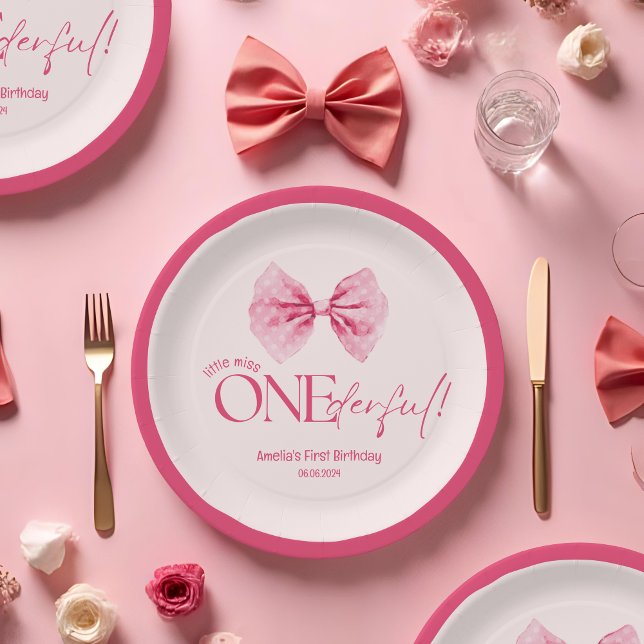 Assiettes En Carton Arc rose Little Miss Onederday 1er anniversaire (Créateur téléchargé)