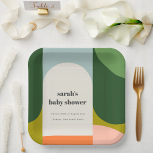Assiettes En Carton Arche Super colorée Baby shower Abstrait