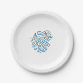 Assiettes En Carton Argentine Football 2026 Football Gras Pays Typogra