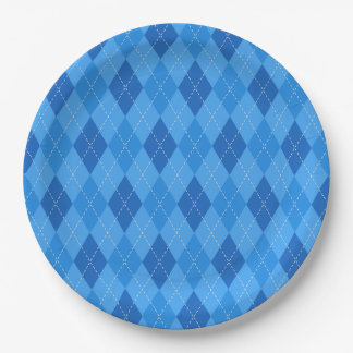 Assiettes En Carton Argyle Blue diamonds with thin dotted line