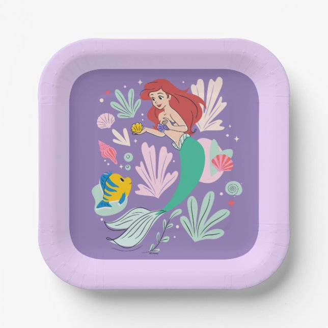 Assiettes En Carton Ariel & Flounder’s Undersea Shell-abration ! (Recto)