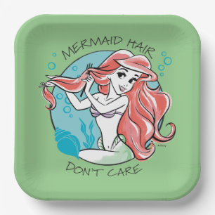 Assiettes En Carton Ariel "Les cheveux de sirène ne s'en soucient pas"
