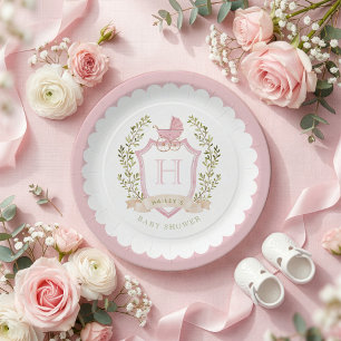 Assiettes En Carton Armoiries de landau avec monogramme Fête prénata