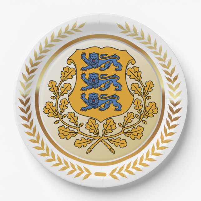 Assiettes En Carton Armoiries de l'Estonie (Devant)
