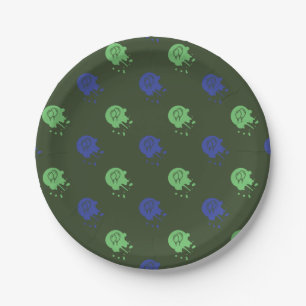 Assiettes En Carton Army Green & Blue Painball Party