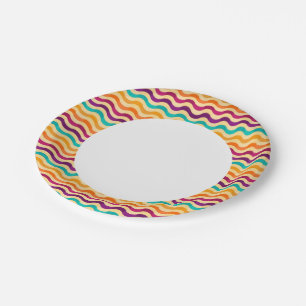 Assiettes En Carton Arrière - plan à rayures rétro 2