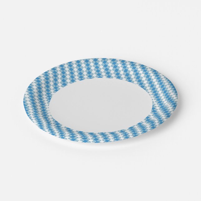 Assiettes En Carton arrière - plan carré blanc bleu (Angle)