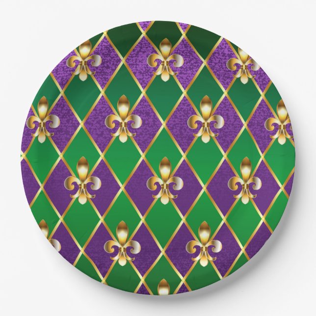 Assiettes En Carton Arrière - plan de bijoux Mardi Gras (Devant)