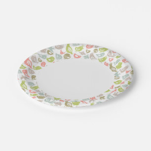Assiettes En Carton arrière - plan orné d'oiseaux colorés
