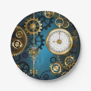 Assiettes En Carton Arrière - plan turquoise à vapeur avec Gears