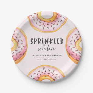 Assiettes En Carton Arrosé avec le baby shower de beignet d'amour