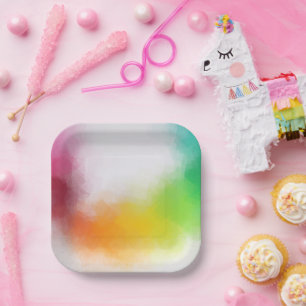 Assiettes En Carton Art Abstrait moderne Colorful Blank Modèle tendanc