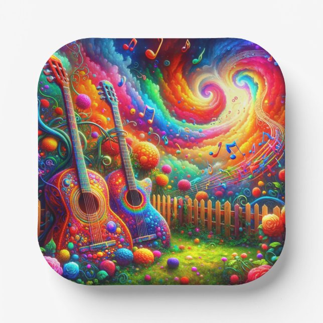 Assiettes En Carton Art guitare (Recto)