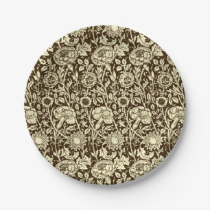 Assiettes En Carton Art Nouveau Damassé Carnation, Marron et Crème