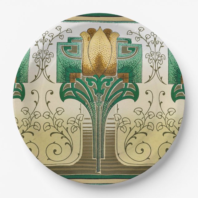 Assiettes En Carton Art Nouveau Tulip Motif Mariage Anniversaire (Devant)