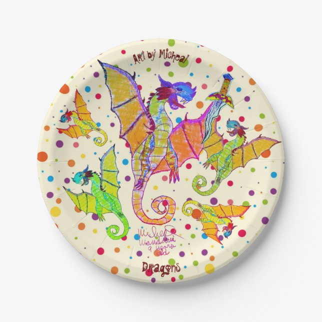 Assiettes En Carton Art par Micheal Dragons Plaque en papier (Devant)