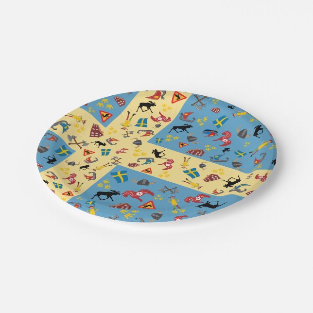 Assiettes En Carton Articles suédois de culture avec le drapeau (Angle)