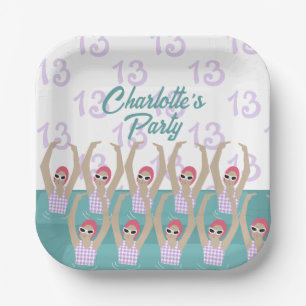 Assiettes En Carton Artiste moderne nageurs Fille fête d'anniversaire