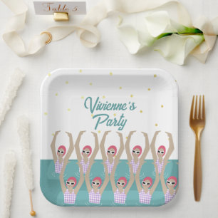 Assiettes En Carton Artiste moderne nageurs nage fête d'anniversaire