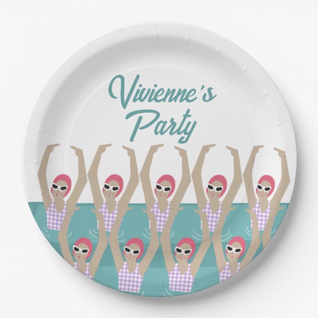 Assiettes En Carton Artiste moderne nageurs nage fête d'anniversaire (Devant)