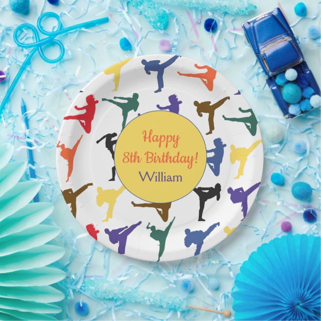 Assiettes En Carton Arts Martiaux Karate Kids Boys Party Joyeux annive (Fête)