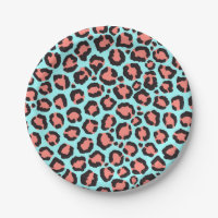 Artsy Trendy Coral Mint Turquoise Leopard Poster d