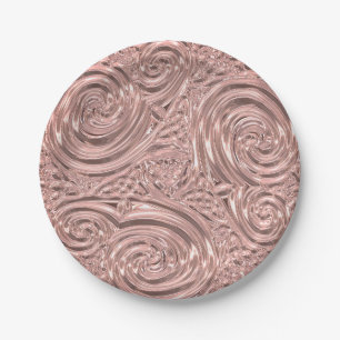 Assiettes En Carton Aspect métallique rose or rose abstrait Art nouvea