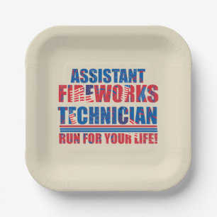 Assiettes En Carton Assistant technicien de feux d'artifice drôle 4 ju