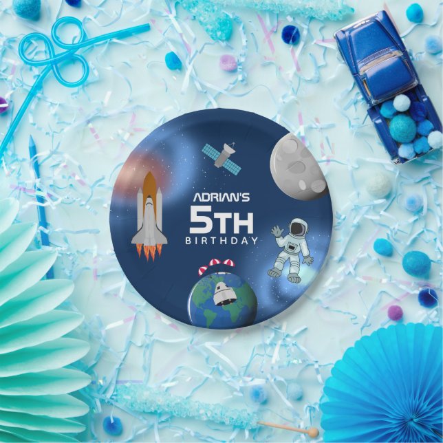 Assiettes En Carton Astronaut dans l'espace Galaxie Thème Anniversaire (Fête)