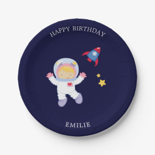 Assiettes En Carton Astronaut fille Anniversaire de enfant