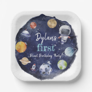 Assiettes En Carton Astronaut Outer Space Boy 1st Birthday Favoriser T